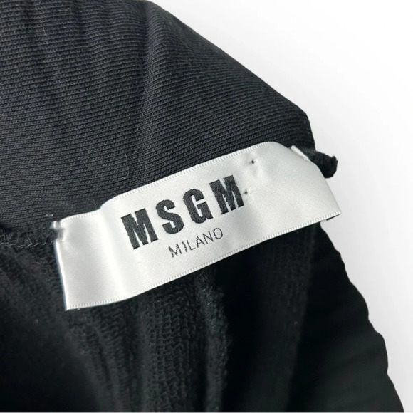 MSGM Milano Black Cotton Shorts Pink  Striped Drawstring - Picture 6 of 6